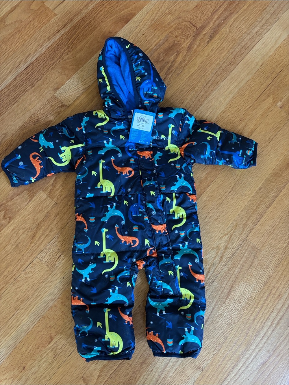 Columbia Snuggle Bunny Bunting Navy 6-12mo, Colorful Dino Print